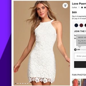 NWT! LuLus White Lace Dress XS